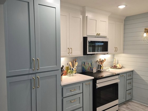 Light blue shiplap kitchen remodel Waco TX
